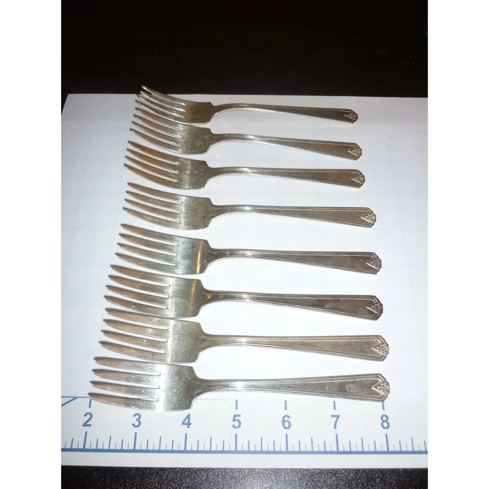 Set of 8 Silverplate  1928 ALADDIN Dinner‎ FORKS  5